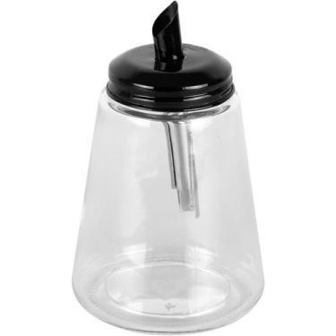 Imagem de Açucareiro 250ml 14cm em Vidro Com Canudo Metal Preto - Bon Gourmet