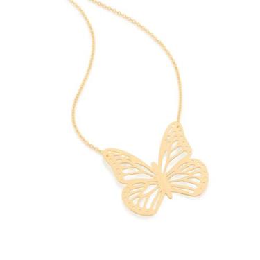 Imagem de Colar Maxi Borboleta Rommanel Banhado A Ouro 18k Feminino Tamanho 50