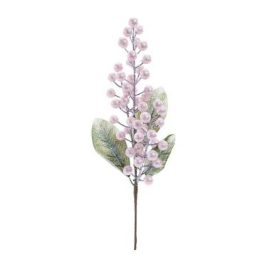 Imagem de Pick  com Folhas e Frutas - Rosa -  Cromus Natal - 1 unidade - Rizzo
