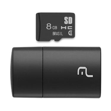 Imagem de Pen Drive 2 em 1 Leitor USB + Cartão de Memória Classe 4 8GB Preto Multi - MC161 MC161