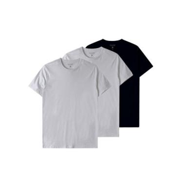 Imagem de Kit com 3 Camisetas Masculina Malwee 1000015037, Branco, M