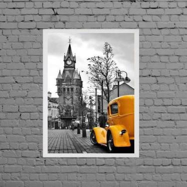 Imagem de Quadro Carro Amarelo Londres 33x24cm - com vidro - Quadros On-line, Ma