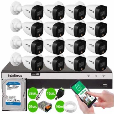 Imagem de Kit Intelbras 16 Cam Vhd 1220b Full Color 1080p Dvr 3016 C/Hd 2 Tb