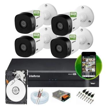 Imagem de Kit Intelbras 4 Cam 1220b Full Hd 1080p 2m Dvr 4 Mhdx 1104