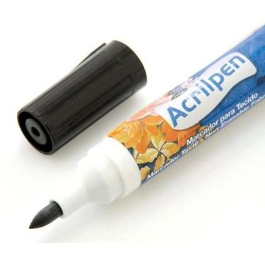 Imagem de Caneta Marcador de Tecido Acrilpen Acrilex Preto Permanente