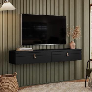 Imagem de Rack Suspenso Line P/ Tvs até 50 Polegadas 135cm 2 Portas Preto - Olivar Móveis