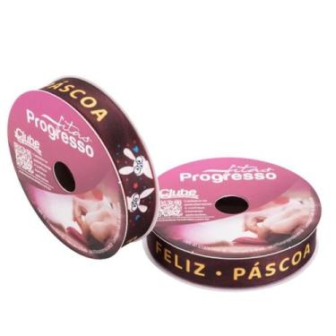 Imagem de Fita de cetim 15 mm Frase Feliz Páscoa Lúdico COR 030 10 mt Fitas Prog