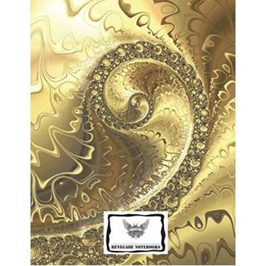 Imagem de Reversed Cornell Note Paper Notebook Cornell Note-Taking System 8.5x11" 150 Page: Gold Fractal Cover Design