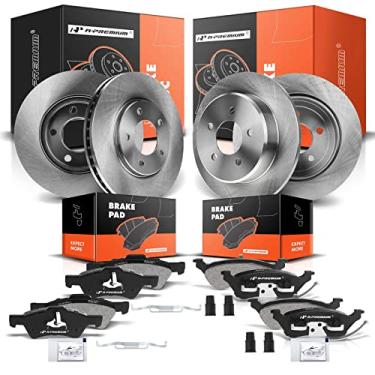 Imagem de A-Premium Rotores de Freio A Disco Sólido Ventilados Dianteiros e Traseiros + Kit de Pastilhas de Cerâmica Compatíveis com Modelos Chrysler e Dodge Selecionados - Town & Country/Grand Caravan/Caravan