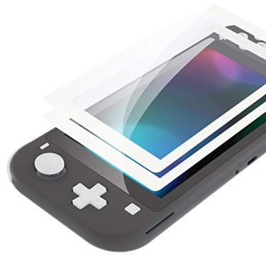 Imagem de eXtremeRate Pacote com 2 películas protetoras transparentes HD transparentes com bordas brancas, películas protetoras de tela de vidro temperado para Nintendo Switch Lite [antiarranhões, anti-impressões digitais, inquebrável, sem bolhas]