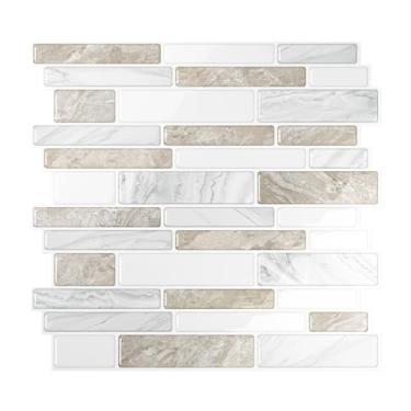 Imagem de VEELIKE Adesivo de azulejo de parede autoadesivo à prova d'água com 12 folhas para cozinha e banheiro, adesivo de parede 30,5 x 30,5 cm, descasque e cole para locatários