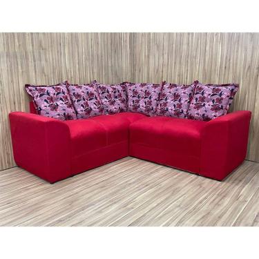 Imagem de Sofá Canto Vermelho com Floral 608/34 Belo