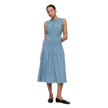 Imagem de GAP Vestido feminino midi franzido, Floral azul-claro, P