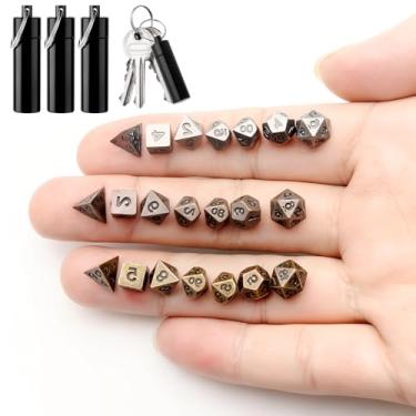 Imagem de Grevosea 21 Pcs Mini Dice Set, DND Dice Metal Micro Miniature Dice with EDC Keychain Case Portable Role Playing Dice Perfect Accessories, Tools & Gifts for D&D Player TTRPG Gamer or Dungeon Master