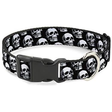 Imagem de Buckle-Down PC-W30020-L 3-D Caveiras Repetição Preto/Cinza/Branco Clipe de Plástico Colar, Grande/38-66 cm