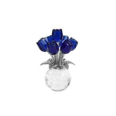 Imagem de Kitcom Estatueta de flor azul rosa de cristal, presentes de rosa para mãe, esposa, namorada, avó, ornamento colecionável de flor de cristal, Dia dos Namorados, Dia das Mães, Ação de Graças, Natal