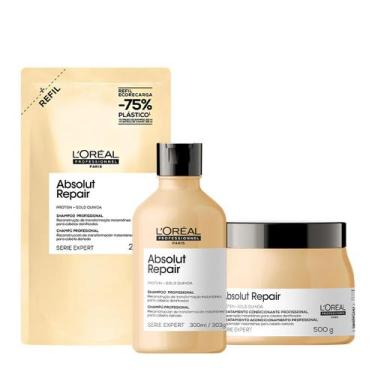 Imagem de Kit L'Oréal Professionnel Absolut Repair Gold Shampoo Máscara Refil (3