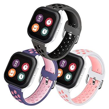 Imagem de Mengudig Pacote com 3 pulseiras de relógio Gizmo de substituição Gabb Syncup, pulseiras de silicone macio respirável para crianças, Verizon Gizmo Watch 3, 2, 1