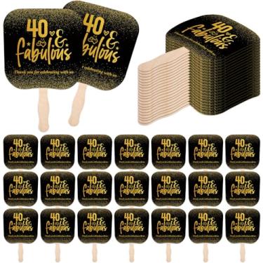 Imagem de Geelin 25 peças de lembrancinhas de festa de aniversário de 40 anos para convidados a granel Thank You Paper Fans com alça 40 presentes de lembrança de aniversário 40 artigos temáticos para festa