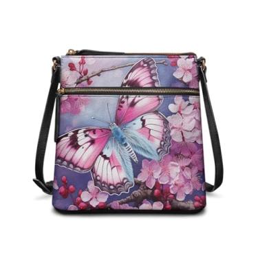 Imagem de YECARYPOD Bolsa tiracolo feminina bolsa de ombro com alça ajustável, bolsa de couro moderna Hobo Bolsa Sling Bag, Borboleta estética