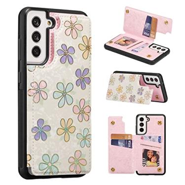 Imagem de UEEBAI Capa carteira para Samsung Galaxy S23 5G com porta-cartões, capa floral de couro PU com suporte e bloqueio de RFID fecho magnético duplo Rilievo Flower Flip Case para mulheres meninas