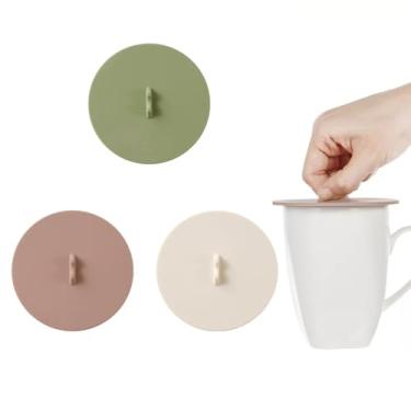 Imagem de 3 peças 9,8 cm/3,86 polegadas tampas redondas de silicone multicoloridas universais tampas de vedação hermética antipoeira tampa de copo de bebida para xícaras de chá e café (cor aleatória)