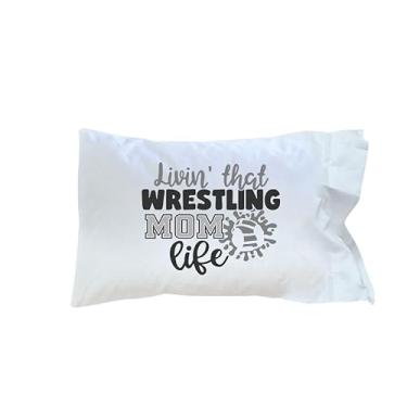 Imagem de SpreadPassion Capa de almofada Livin'That Wrestling Mom Life, presentes para mães, ideia de presente de aniversário e Natal