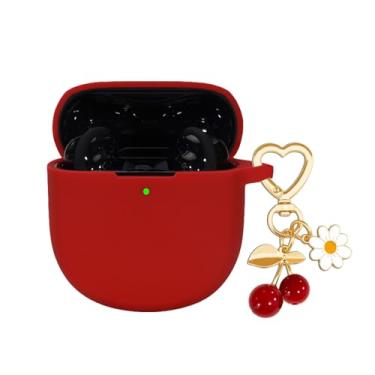 Imagem de AGAOSH Capa protetora para Bose QuietComfort Earbuds II 2022/Ultra 2023 capa com chaveiro fofo de cereja, capa protetora de silicone macio para Bose QC ii 2 capa de carregamento vermelha