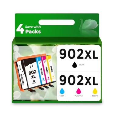 Imagem de Pacote de substituição de cartucho de tinta 902XL para HP 902 HP902 XL 902XL HP902XL Tinta preta para OfficeJet Pro 6978 6958 6968 6962 6975 6960 6970 6950 6954 6979 (preto, ciano, magento) A,
