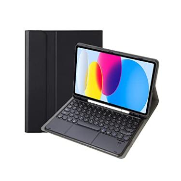 Imagem de Teclado com tampa redonda destacável sem fio de 10,2 polegadas para iPad 9/8/7 geração com capa protetora - Porta-canetas integrado na capa, à prova de choque e arranhões (preto)