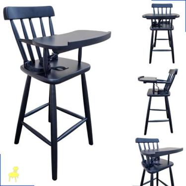 Imagem de 1 Cadeira De Alimentação Infantil Alta Madeira Resistente Criança Kids