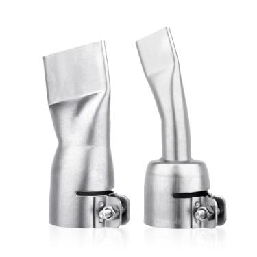 Imagem de SWIGRANCE Bocais de soldagem a ar quente, 2 peças/conjunto (20 mm, 40 mm de largura da boca), substituição de bocal de ponta de soldagem plana larga de aço inoxidável para pistola de calor de soldador