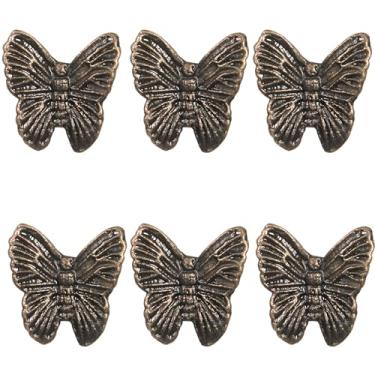 Imagem de collectiblesBuy Puxadores de porta de armário vintage em forma de borboleta, puxadores de gaveta antigos puxadores decorativos retrô para cômoda gaveta móveis decoração ferragens (5 cm, 6 peças)