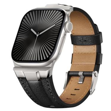 Imagem de Suitisbest Pulseiras de couro compatível com Apple Watch Ultra de 49 mm, 46 mm, 45 mm, 44 mm e 42 mm, pulseira de couro genuíno para iWatch séries 11, 10, 9, 8, 7, 6, 5, 4, 3, 2, 1, SE 3 2 1, Ultra 3