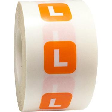 Imagem de Etiquetas adesivas grandes em L transparente com tamanho de roupa laranja para vestuário de varejo 3,25 x 12,5 cm 125 adesivos