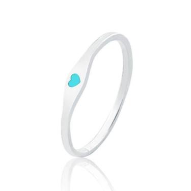 Imagem de Anel de Prata Chapa Oval Coração Turquesa - Sal do Mar, 13, Prata