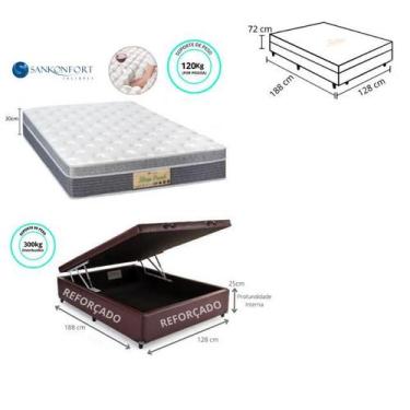 Imagem de Conjunto Cama Box Baú Casal Viúva  + Colchão Sankonfort Sleep Fresh 12