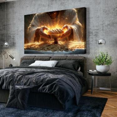 Imagem de Quadro decorativo Jesus e a ceia - MeMoldura, Chassi Borda Infinita, 8