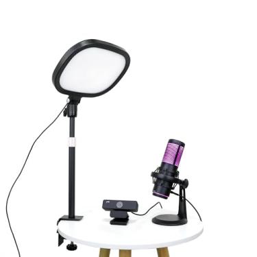 Imagem de Kit de transmissão de vídeo ao vivo (Deluxe) - para chamadas de vídeo, jogos, podcast, YouTube, criação de conteúdo - Inclui webcam 2K 60 FPS, microfone cardioide profissional e luz plana de LED para