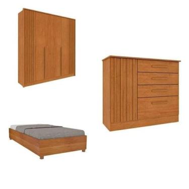 Imagem de Quarto Solteiro Guarda-roupa Ripado Nova York, Cama Solteiro Mônaco, C