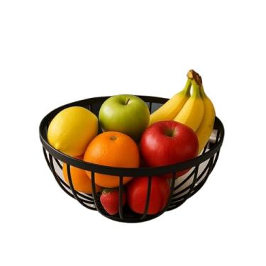 Imagem de Fruteira de Mesa Organizador de Alimentos Multiuso Cesta de Frutas de Metal 2 Andares Casa e Cozinha(Fruteira Redonda Metal)