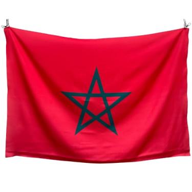 Imagem de Bandeira do Marrocos em Tecido Oxford Face Única Sublimação e Corte a Laser 1x1,5m