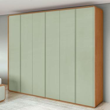Imagem de Guarda Roupa Casal Ambiente Loop 6 Portas Amêndoa Clean Sálvia – Lopas