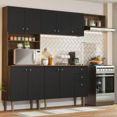 Imagem de Armário Cozinha Compacta 235cm Rustic/Preto Gourmet 02 - MADESA