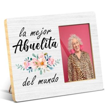 Imagem de JioJio Chan Porta-retrato para avó, presente de dia das mães de Abuela, ideia de presente de aniversário para avó de netos, porta-retrato La Mejor Abuelita del Mundo, 10 x 15 cm, decoração de parede e