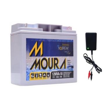 Imagem de Kit Bateria Selada 12V 18Ah Moura + Carregador 12V Led