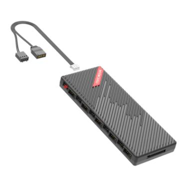 Imagem de Hub Multi Fans AM10 com 10 Portas, Controlador Pwm 4 Pinos, Argb 3 Pinos 5v, Coolmoon, Preto, Alimentação SATA