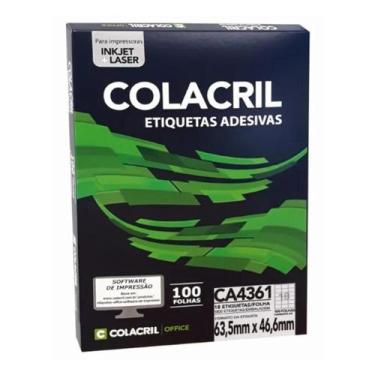 Imagem de Etiqueta colacril a4361 63,5 x 46,6 c/ 100 fls - 18 etiq. p/ folha