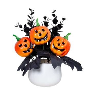 Imagem de Sclmgo Centro de Mesa de Abóbora para Halloween, Planta Artificial Decorativa para Uso Interno, Laranja, Tamanho real