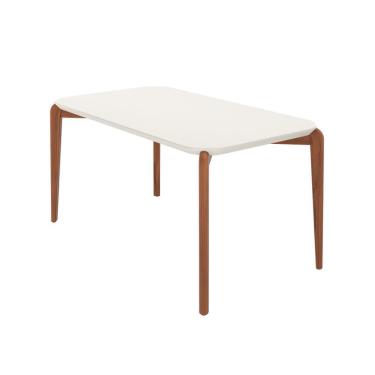 Imagem de Mesa de Jantar Retangular com Tampo de Vidro Off White Donatella Natural 160 cm